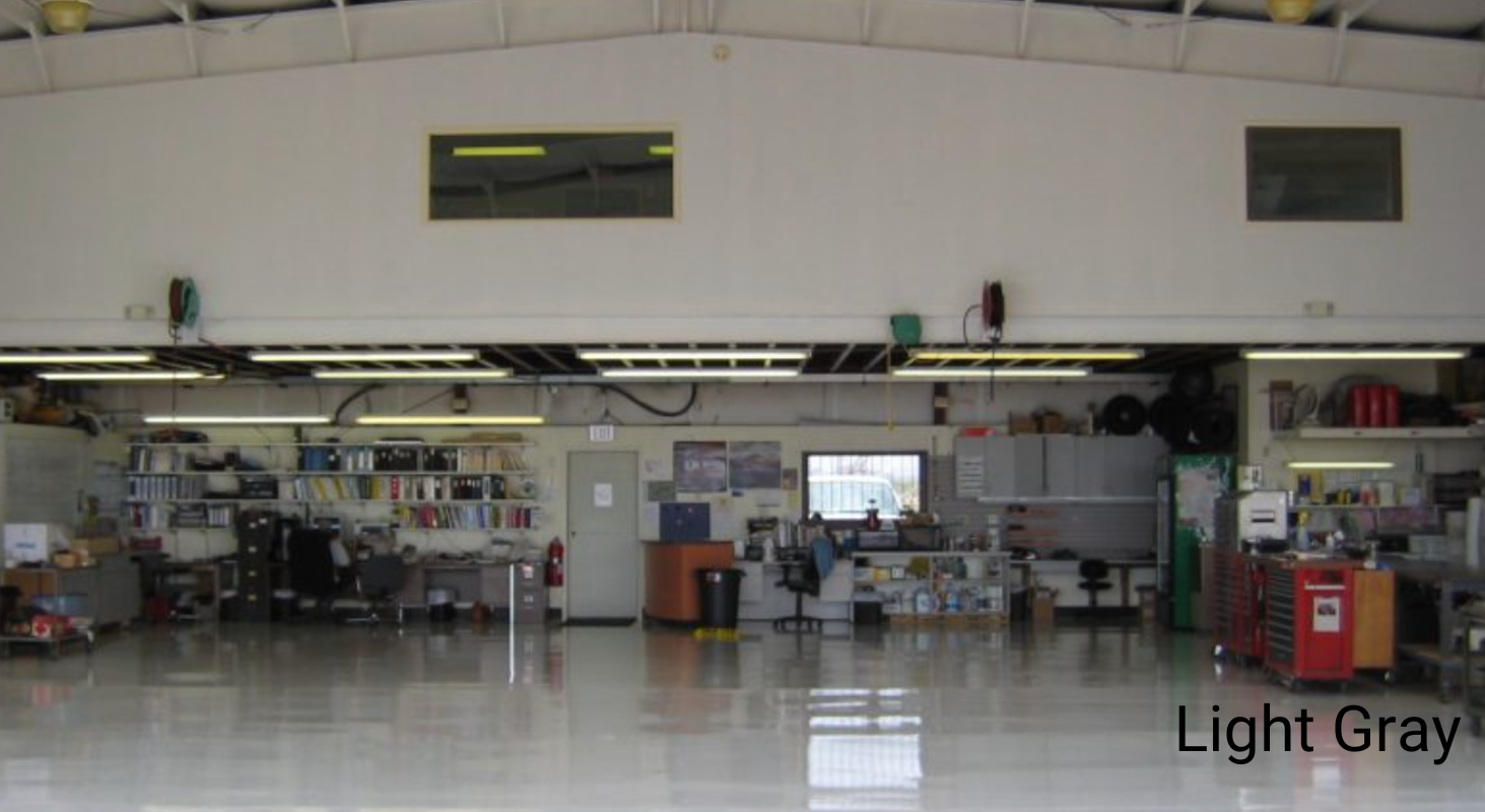 Ligth Hgray epoxy flooring airplane hangar