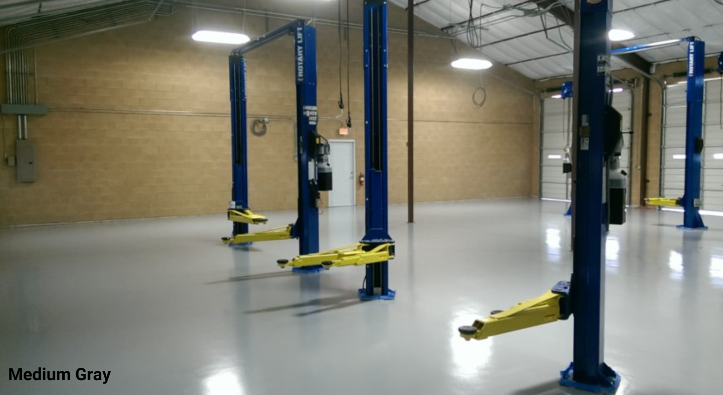 Automotive shop epoxy floor - medium gray