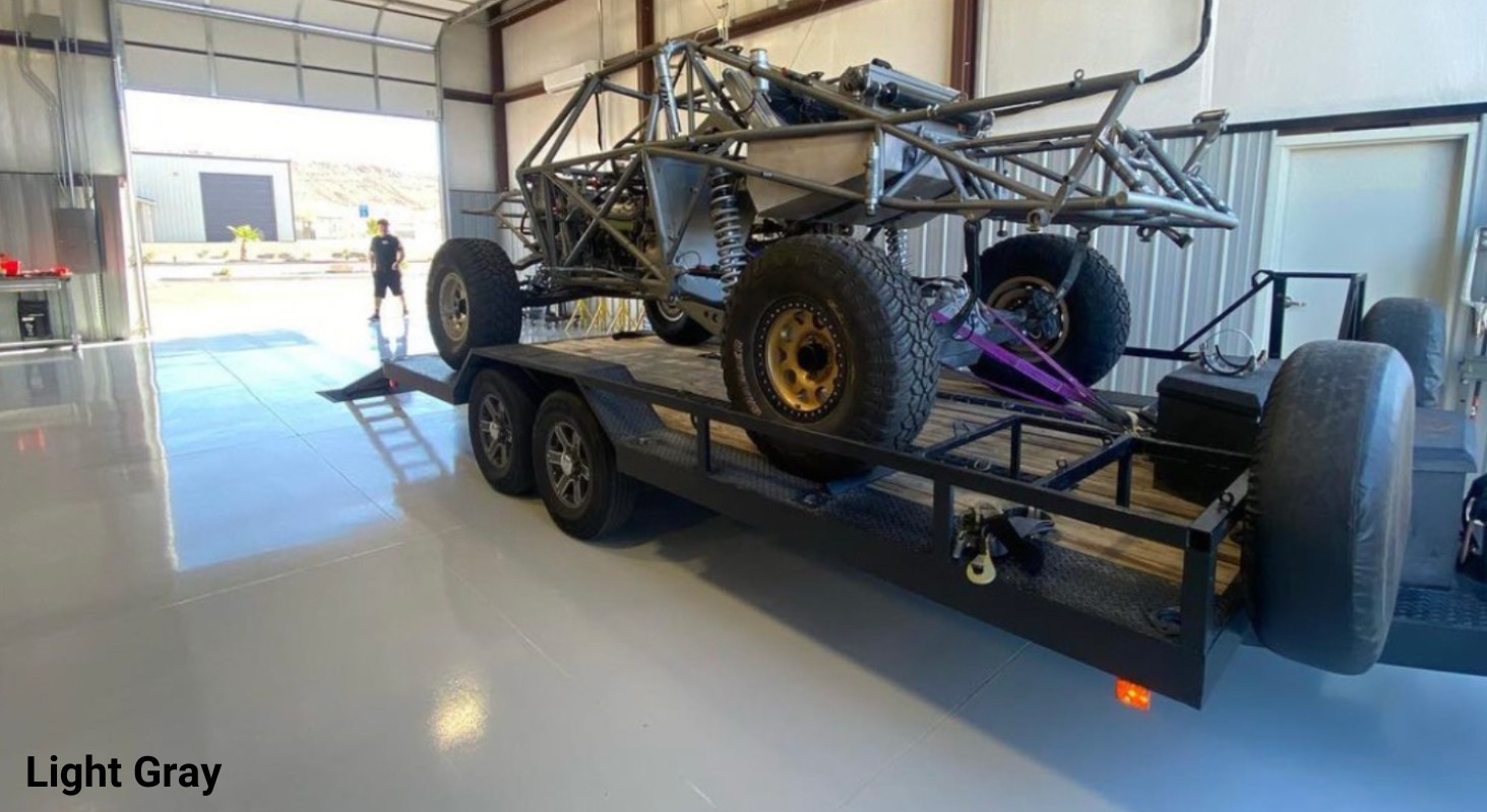 Epoxy Flooring light gray automotive shop