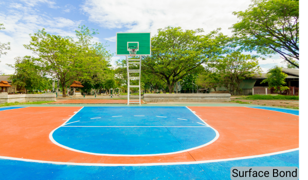 basketball court surface bond orange blue coating
