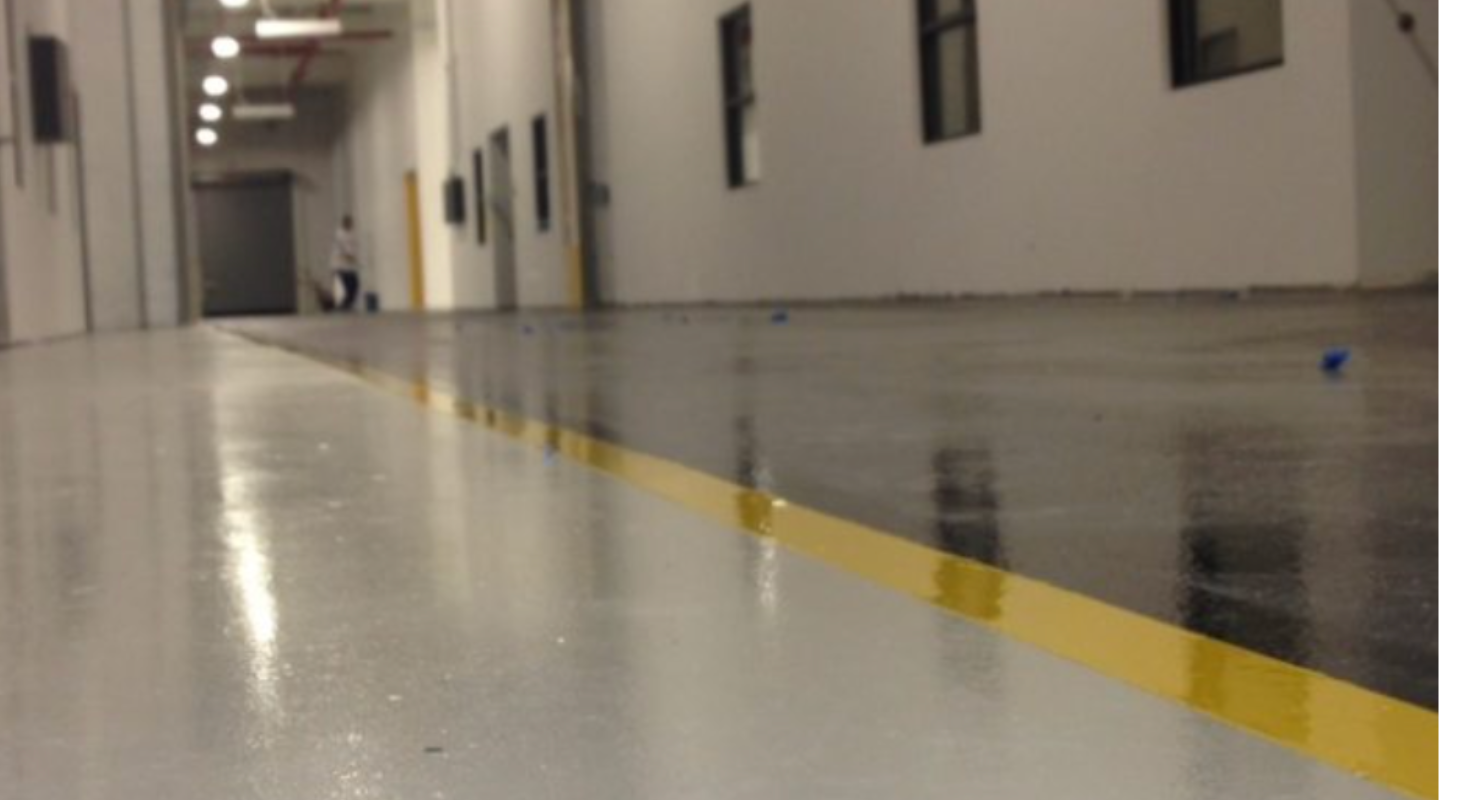 warehouse floor black yellow line