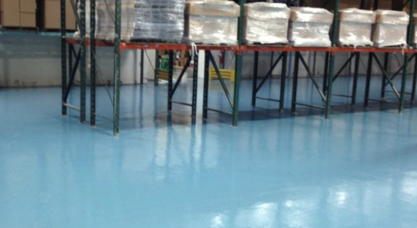 warehouse blue epoxy floor
