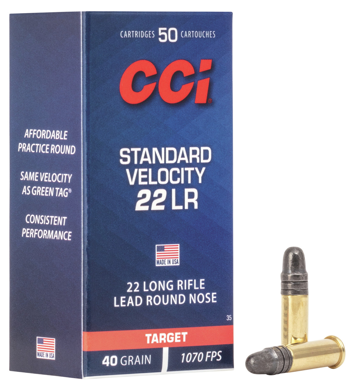 CCI Ammo 22 LR Standard Velocity 40gr Lead Round Nose 1070 FPS 50/Box