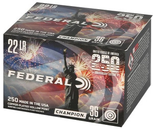 Federal Champion 250 Year Anniversary Ammo 22 LR 36gr CPHP 1260 FPS 250/Box