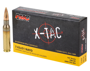 PMC X-TAC Ammo 7.62x51 Nato Ball M80 147gr FMJ 2800 FPS 20/Box