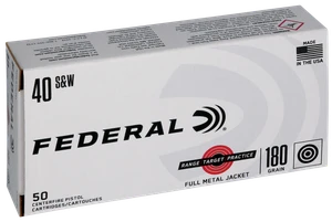 Federal Range & Target Practice Ammo 40 S&W 180gr FMJ 1000 FPS 50/Box