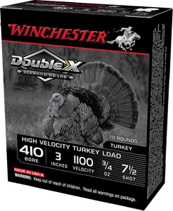 Winchester Double X Diamond Grade 410 3" 3/4 oz 7.5 shot High Velocity Turkey Load 1100 FPS 10/box [50 Boxes] 500 Rounds Free Shipping
