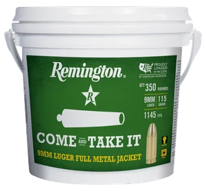 Remington UMC Ammo 9mm Come & Take It Bucket 115gr FMJ 1145 FPS Bulk Pack 350/Bucket [4 Bucket Case] 1400 Rounds Free Shipping