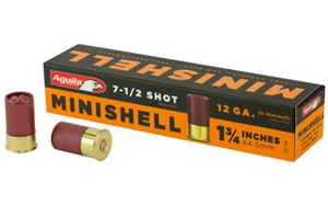 Aguila Minishell 12 gauge #7.5 shot 1175 FPS 1.75" shell 12ga 20/box Aguila Minishell 12 gauge #7.5 shot 1175 FPS 1.75" shell 12ga 20/box