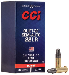 CCI QUIET Semi-Auto 22 LR 45gr Subsonic ammo 835 FPS 50/box CCI QUIET Semi-Auto 22 LR 45gr Subsonic ammo 835 FPS 50/box
