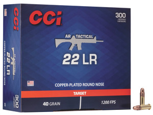 CCI AR Tactical Ammo 22 LR AR-22 40gr FMJ 1200 FPS 300/box CCI AR Tactical Ammo 22 LR AR-22 40gr FMJ 1200 FPS 300/box