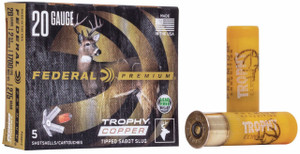Federal Premium Vital-Shok Trophy Copper Sabot Slug 20ga 2 3/4" 275 gr Slug 1700 fps 5/box Federal Premium Vital-Shok Trophy Copper Sabot Slug 20ga 2 3/4" 275 gr Slug 1700 fps 5/box