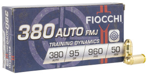 Fiocchi Shooting Dynamics Ammo .380 ACP 95gr FMJ 960 FPS 50/box