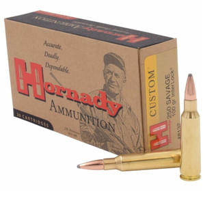 Hornady Custom Ammo 250 Savage 100gr InterLock Spire Point 2800 FPS 20/box Hornady Custom Ammo 250 Savage 100gr InterLock Spire Point 2800 FPS 20/box