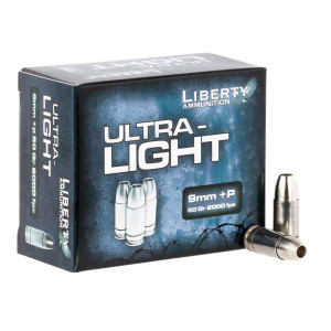 Liberty Ammunition Civil Defense Ultra Light 9mm +P 50gr 2040 FPS 450 FT LB Energy 20/box Liberty Ammunition Civil Defense Ultra Light 9mm +P 50gr 2040 FPS 450 FT LB Energy 20/box
