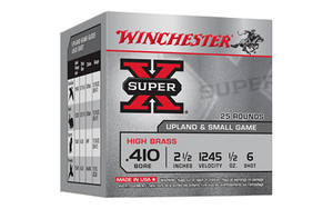 Winchester SUPER-X 410 Bore 2.5" 1/2 oz #6 shot 1245 FPS 25/box Winchester SUPER-X 410 Bore 2.5" 1/2 oz #6 shot 1245 FPS 25/box