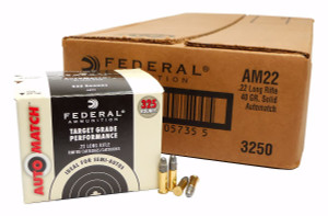 Federal Champion Training Ammo 22 LR Auto Match / AutoMatch 40gr LRN 1200 FPS 325/box 3250 Round Case