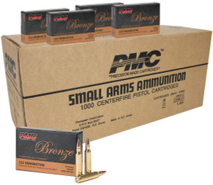 PMC Bronze 223 Remington Rifle Ammo 55gr FMJ-BT [50 boxes] 1000 Round Case Free Shipping