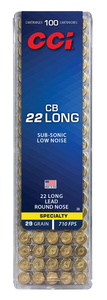 CCI Specialty Ammo 22 CB Long Subsonic 29gr Lead Round Nose 710 FPS 100/Box CCI Specialty Ammo 22 CB Long Subsonic 29gr Lead Round Nose 710 FPS 100/Box