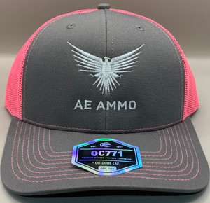 AEAMMO Premium Low Pro Trucker SnapBack Hat Grey w/ Neon Pink Mesh Back AEAMMO Premium Low Pro Trucker SnapBack Hat Grey w/ Neon Pink Mesh Back