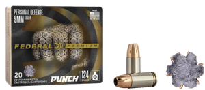 Federal Premium Personal Defense Ammo 9mm 124gr Punch JHP 1150 FPS 20/Box