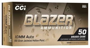 CCI Blazer Brass Ammo 10mm 180gr JHP 1175 FPS 50/Box CCI Blazer Brass Ammo 10mm 180gr JHP 1175 FPS 50/Box