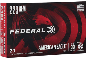 Federal American Eagle Ammo 223 Rem 55gr FMJ 3240 FPS 20/Box [25 Boxes] 500 Rounds