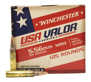 Winchester USA Valor Ammo 5.56 Nato 55gr M193 FMJ 3270 FPS 125/Box
