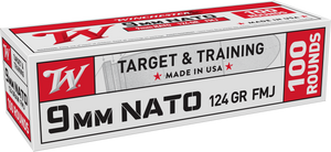 Winchester Target & Practice Ammo 9mm Nato 124gr FMJ 1200 FPS 100/Box