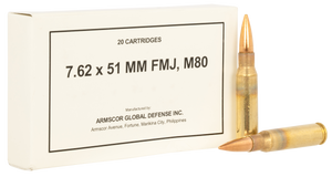 Armscor Rifle Ammunition 7.62x51 Nato M80 147gr FMJ 2665 FPS 20/Box [40 Boxes] 800 Rounds Free Shipping