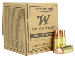Winchester Service Grade Ammo 9mm 115gr FMJ 1300 FPS 50/Box Winchester Service Grade Ammo 9mm 115gr FMJ 1300 FPS 50/Box