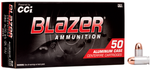CCI Blazer Aluminum Case Ammo 380 ACP 95gr FMJ 945 FPS 50/Box CCI Blazer Aluminum Case Ammo 380 ACP 95gr FMJ 945 FPS 50/Box