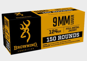 Browning Ammo 9mm 124gr FMJ 1140 FPS 150/Box [5 Boxes] 750 Rounds