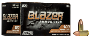 CCI Blazer Brass Ammo 9mm 115gr FMJ 1145 FPS Bulk Pack 100/Box