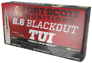 Fort Scott Munitions 8.6 Blackout Ammo 235gr Supersonic Solid Copper Tumble Upon Impact 1600 FPS 20/Box