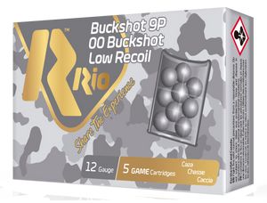 Rio Ammo 12 Gauge 00 Buckshot 9 Pellet Low Recoil 2.75" Shell 1200 FPS 5/Box [50 Boxes] 250 Rounds