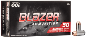 CCI Blazer Aluminum CleanFire Ammo 40 S&W 180gr TMJ 1000 FPS 50/Box