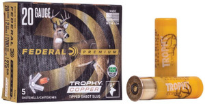 [CLOSEOUT] Federal Premium Trophy Ammo 20 Gauge 2.75" Shell 275gr Copper Sabot Slug 1700 FPS 5/Box
