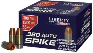 Liberty Defense Spike Ammo 380 ACP 55gr 1500FPS 20/Box