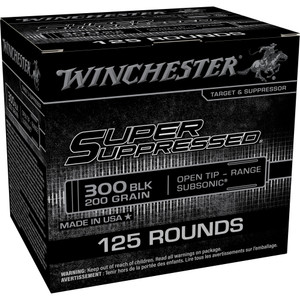 Winchester Super Suppressed Ammo 300 Blackout 200gr Subsonic Open Tip Range 1060 FPS 125/Box [6 Boxes] 750 Rounds Free Shipping