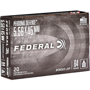 Federal Personal Defense Ammo 5.56 Nato 64gr Bonded Soft Point 20/Box