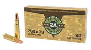 [SALE] Patriot Sports Brass Cased Ammo 7.62x39 124gr FMJ 2526 FPS Non-Corrosive 20/Box [40 Boxes] 800 Rounds Free Shipping
