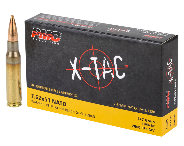 PMC X-TAC Ammo 7.62x51 Nato Ball M80 147gr FMJ 2800 FPS 20/Box