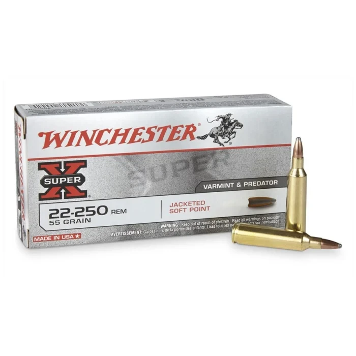 Winchester Super-X Ammo 22-250 Rem 55gr JSP 3680 FPS 20/Box