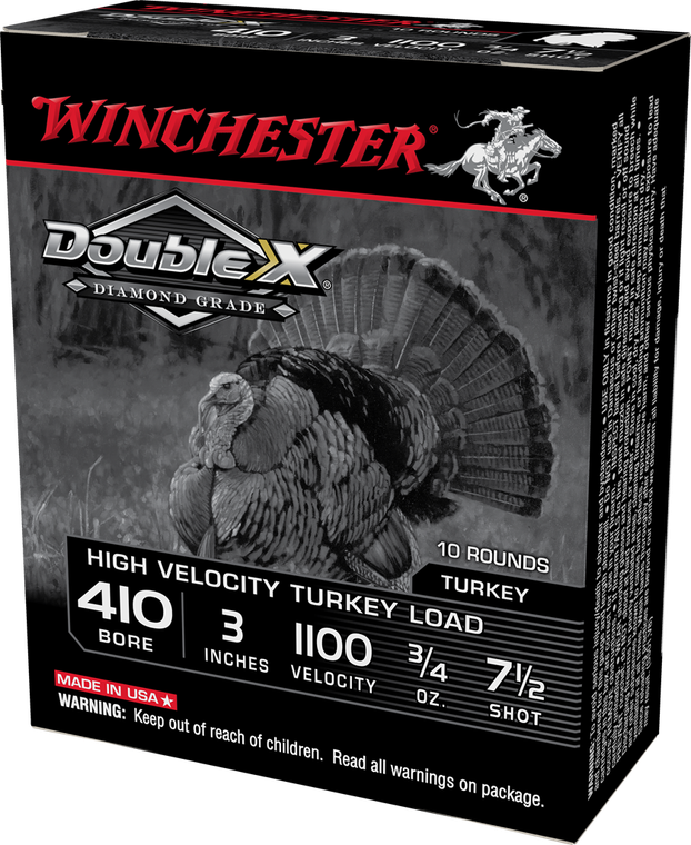 Winchester Double X Diamond Grade 410 3" 3/4 oz 7.5 shot High Velocity Turkey Load 1100 FPS 10/box [50 Boxes] 500 Rounds Free Shipping