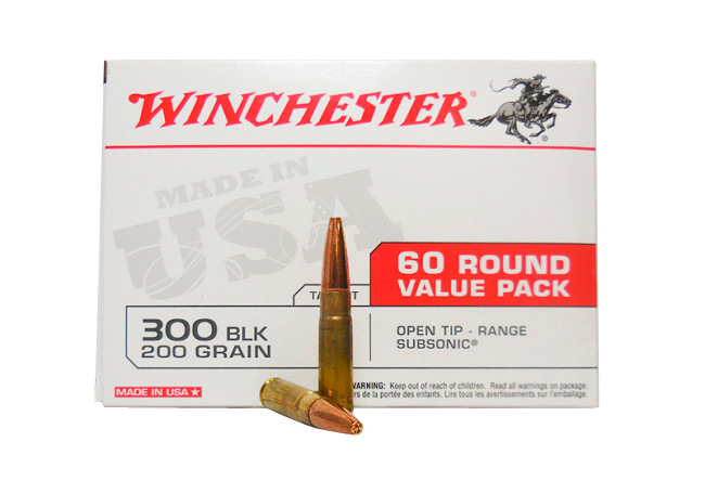 Winchester Ammo 300 Blackout 200gr Subsonic Open Tip Range 1060 FPS Value Pack 60/box