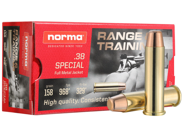 Norma Ammo 38 Special 158gr FMJ 968 FPS Range & Training 50/box