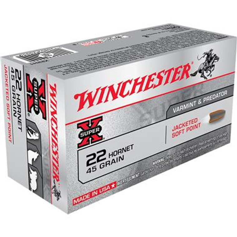 Winchester Super-X Rifle Ammo 22 Hornet 45gr Soft Point 2690 FPS 50/box