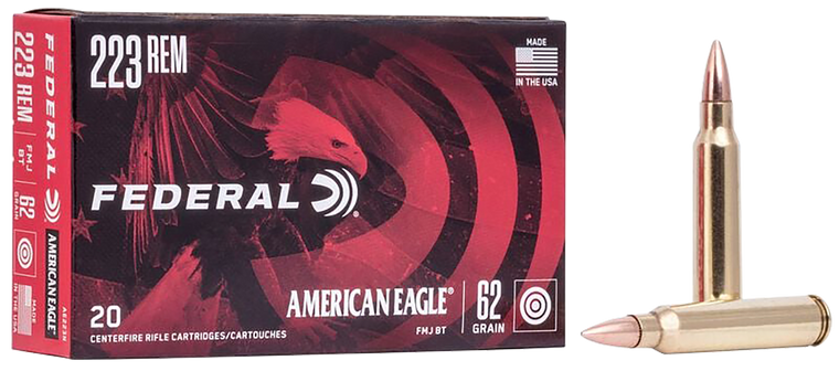 Federal American Eagle Ammo 223 Rem 62gr FMJ 3020 FPS 20/Box [25 Boxes] 500 Rounds Free Shipping