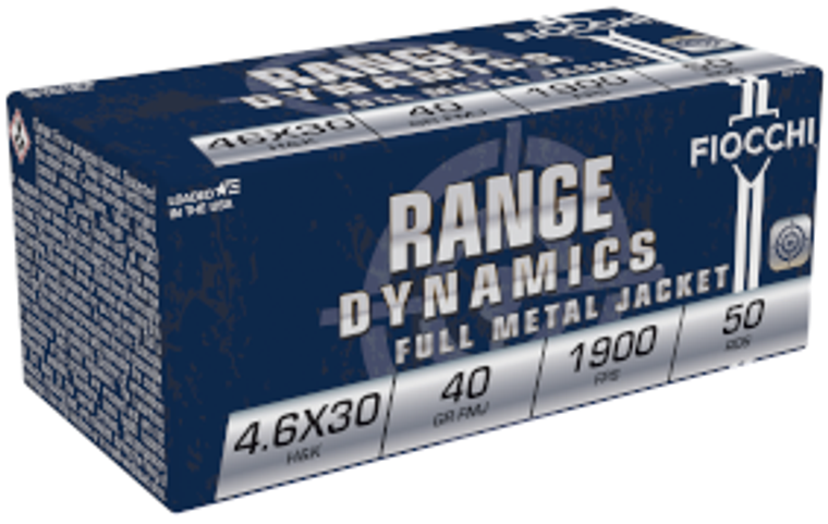 Fiocchi Range Dynamics Ammo 4.6x30mm H&K 40gr FMJ 1900 FPS 50/Box [20 Boxes] 1000 Rounds Free Shipping